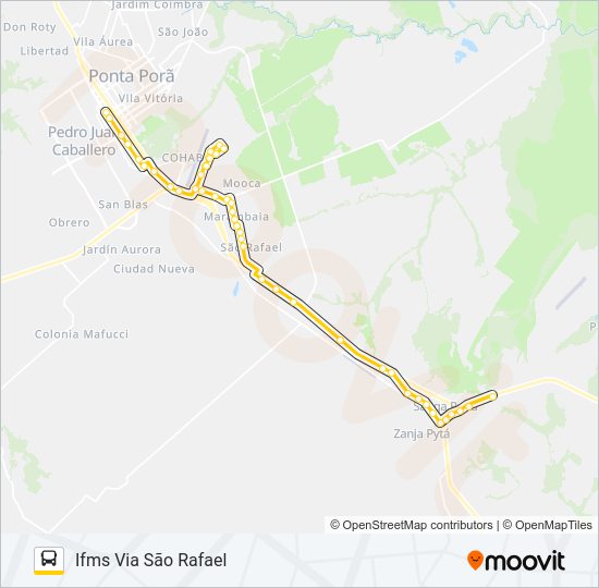 Mapa da linha 001 AEROPORTO ANDREAZZA de ônibus