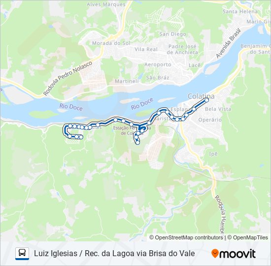 102A LUIZ IGLESIAS / REC. DA LAGOA VIA BRISA DO VALE bus Line Map