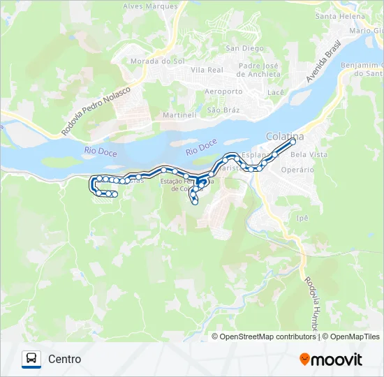 102A LUIZ IGLESIAS / REC. DA LAGOA VIA BRISA DO VALE Bus Line Map
