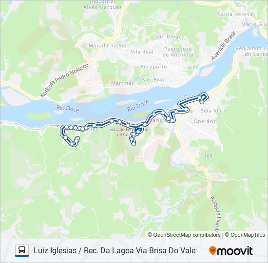 102A LUIZ IGLESIAS / REC. DA LAGOA VIA BRISA DO VALE bus Line Map