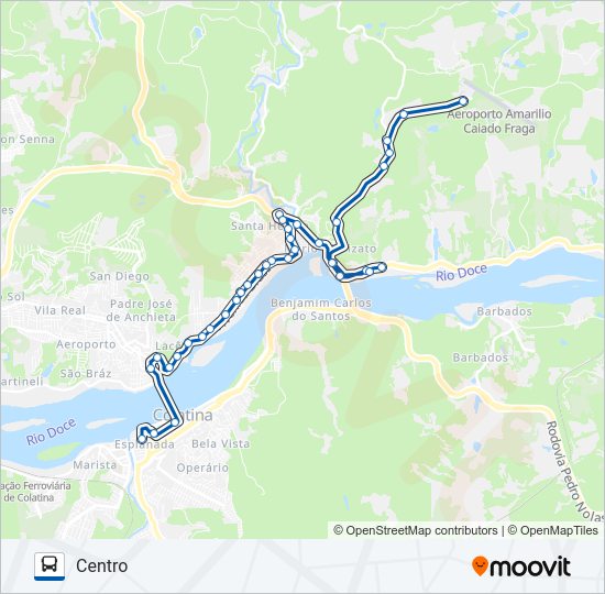 Mapa da linha 128 CÓRREGO SANTA FÉ / AEROPORTO de ônibus