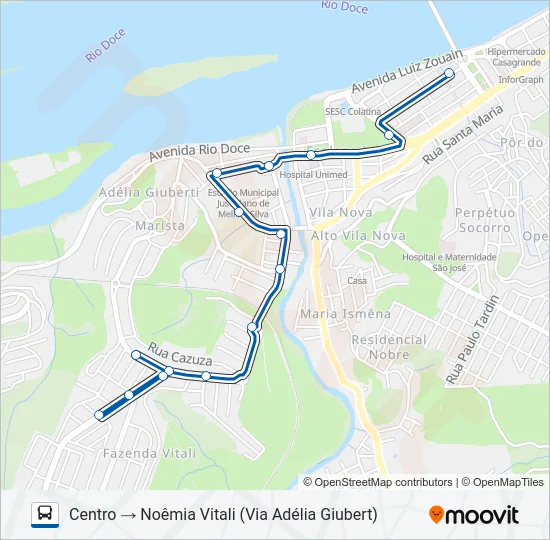 Mapa de 091 LACÊ - NOÊMIA VITALI (VIA ADÉLIA GIUBERT) de autobús