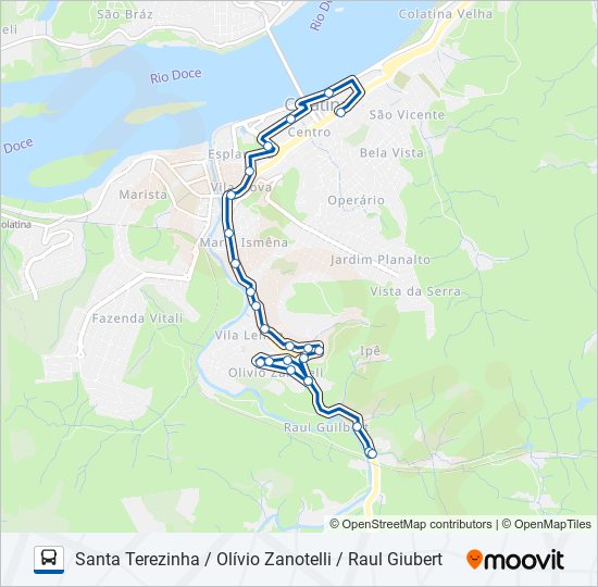 Mapa da linha 082 SANTA TEREZINHA / OLÍVIO ZANOTELLI / RAUL GIUBERT de ônibus