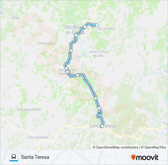 Mapa da linha 349 SÃO JACINTO / SANTA TERESA de ônibus