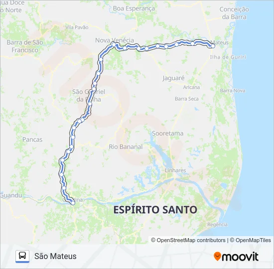 006 COLATINA / SÃO MATEUS (VIA KM 47) Bus Line Map
