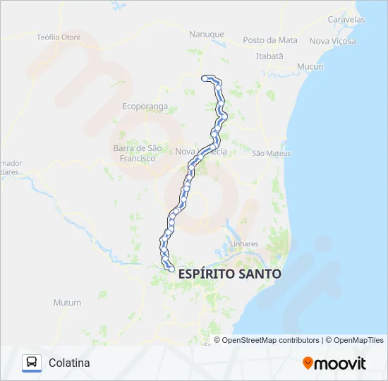 038 COLATINA / MONTANHA (VIA NOVA VENÉCIA) Bus Line Map