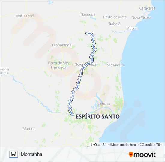 038 COLATINA / MONTANHA (VIA NOVA VENÉCIA) Bus Line Map
