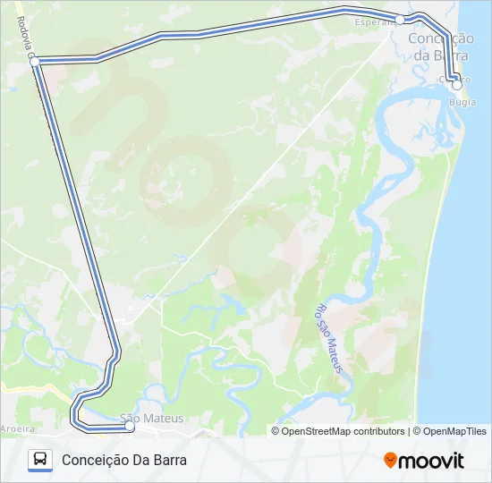 013 SÃO MATEUS / CONCEIÇÃO DA BARRA (VIA IGREJINHA) Bus Line Map