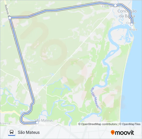 013 SÃO MATEUS / CONCEIÇÃO DA BARRA (VIA IGREJINHA) Bus Line Map