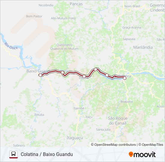 Mapa da linha 091 COLATINA / BAIXO GUANDU de ônibus