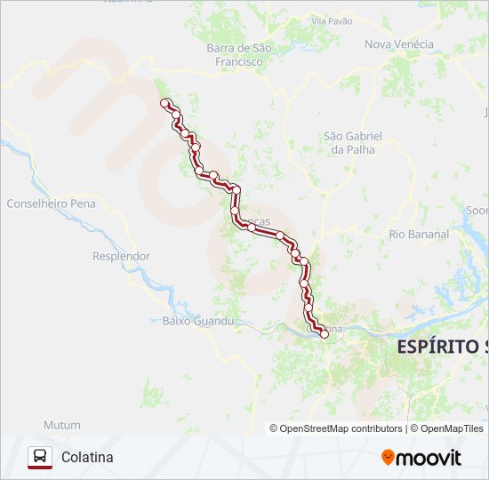 Mapa da linha 209 COLATINA / MANTENÓPOLIS de ônibus