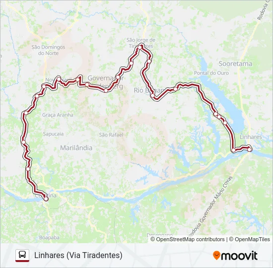084 COLATINA / LINHARES (VIA TIRADENTES) Bus Line Map