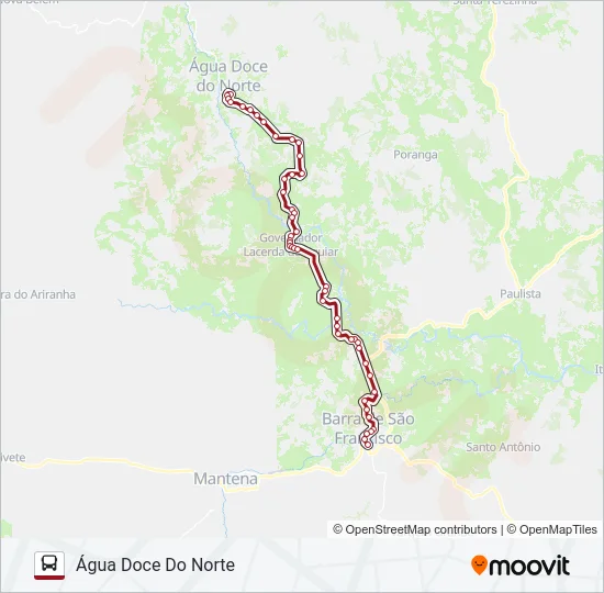 268 BARRA DE SÃO FRANCISCO / ÁGUA DOCE DO NORTE Bus Line Map