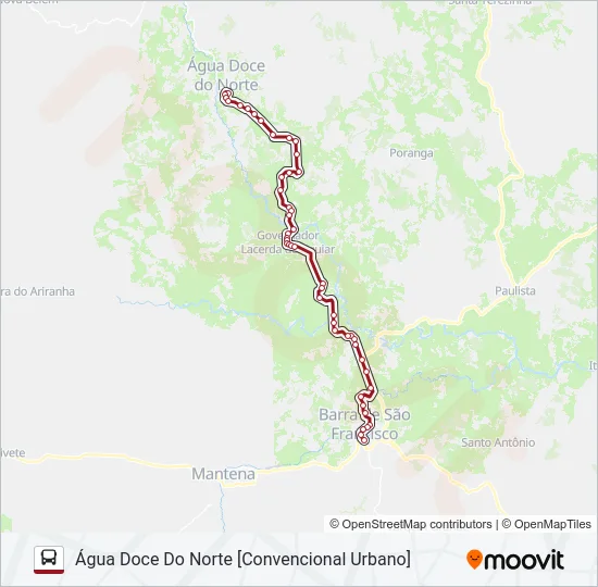 268 BARRA DE SÃO FRANCISCO / ÁGUA DOCE DO NORTE Bus Line Map