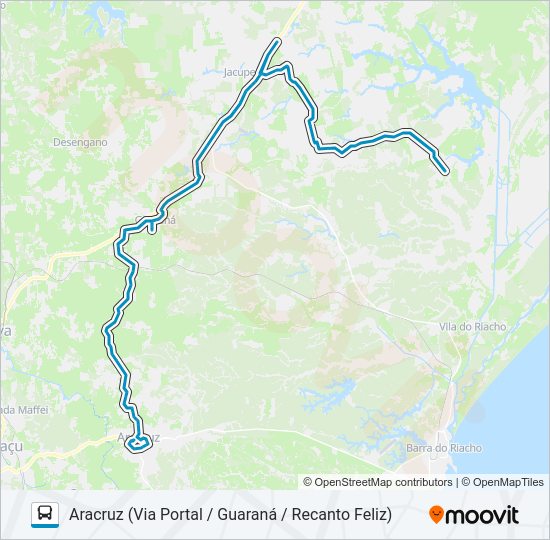 Mapa da linha ARACRUZ / JACUPEMBA de ônibus