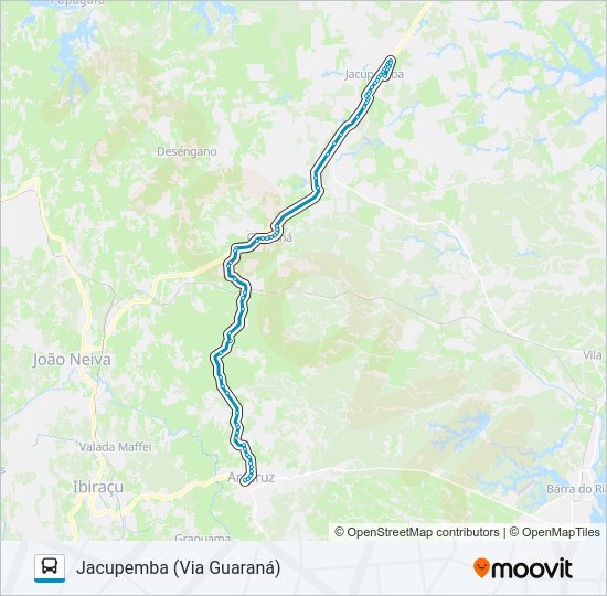 Mapa da linha ARACRUZ / JACUPEMBA de ônibus