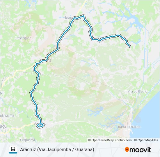 Mapa da linha ARACRUZ / JACUPEMBA de ônibus