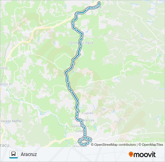 Mapa da linha ARACRUZ / JACUPEMBA de ônibus