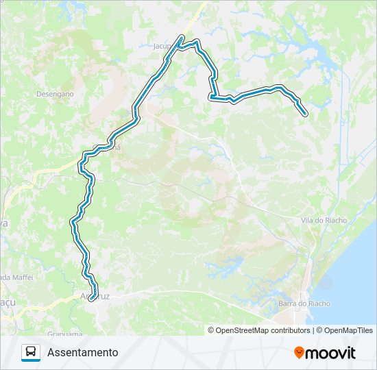Mapa da linha ARACRUZ / JACUPEMBA de ônibus