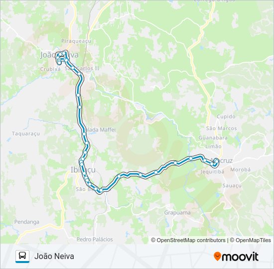 Mapa da linha 062 JOÃO NEIVA / ARACRUZ de ônibus