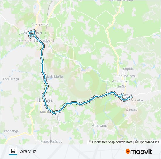 Mapa da linha 062 JOÃO NEIVA / ARACRUZ de ônibus