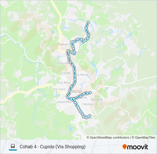 Mapa da linha CUPIDO / SÃO MARCOS / COHAB IV / POLO INDUSTRIAL de ônibus
