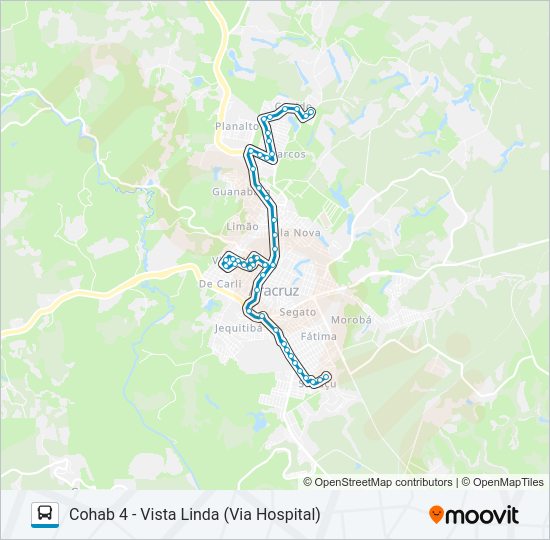 Mapa da linha CUPIDO / SÃO MARCOS / COHAB IV / POLO INDUSTRIAL de ônibus