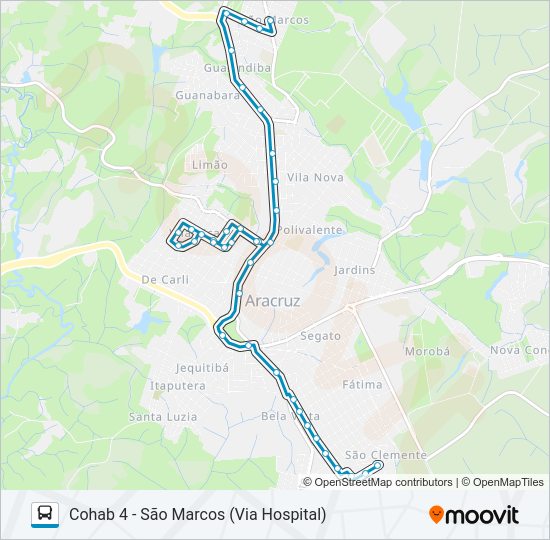 Mapa da linha CUPIDO / SÃO MARCOS / COHAB IV / POLO INDUSTRIAL de ônibus