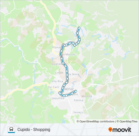Mapa da linha CUPIDO / SÃO MARCOS / COHAB IV / POLO INDUSTRIAL de ônibus