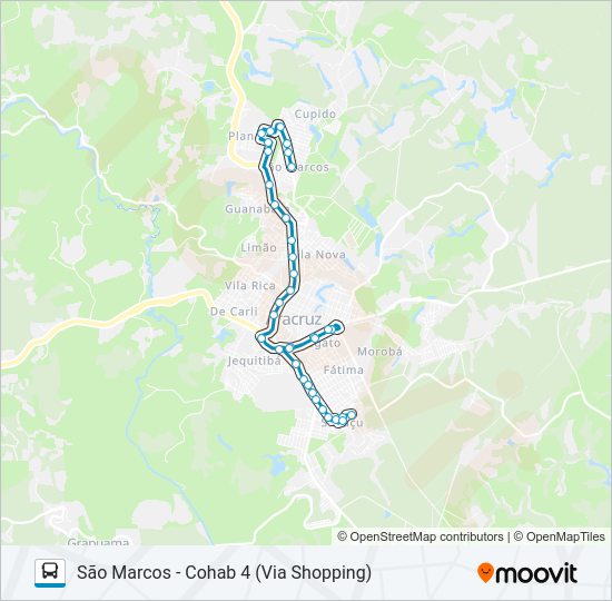 Mapa da linha CUPIDO / SÃO MARCOS / COHAB IV / POLO INDUSTRIAL de ônibus