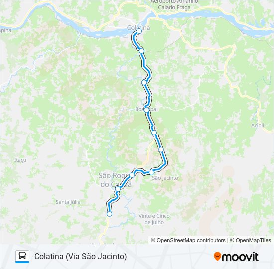 Mapa da linha 235 COLATINA / SÃO BENTO (VIA SÃO JACINTO) de ônibus