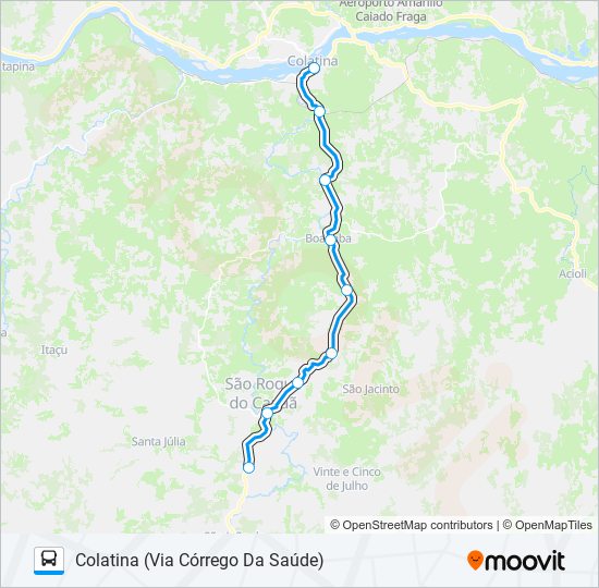 Mapa da linha 071 COLATINA / SÃO BENTO (VIA CÓRREGO DA SAÚDE) de ônibus