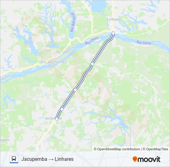 Mapa da linha 051 JOÃO NEIVA / LINHARES (VIA BR 101) de ônibus