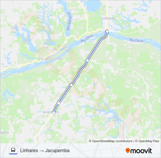 Mapa da linha 051 JOÃO NEIVA / LINHARES (VIA BR 101) de ônibus