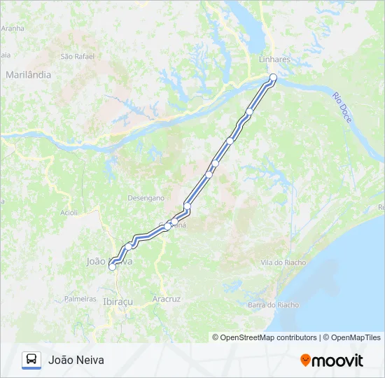 051 JOÃO NEIVA / LINHARES (VIA BR 101) Bus Line Map