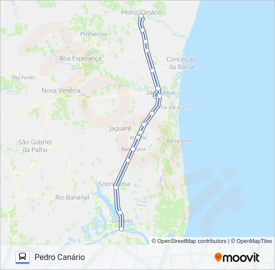 183 LINHARES / PEDRO CANÁRIO (VIA BR 101) Bus Line Map