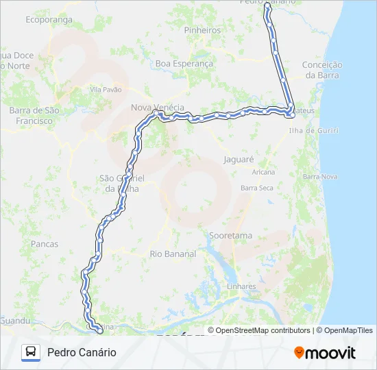 252 COLATINA / PEDRO CANÁRIO (VIA PINHEIROS) Bus Line Map