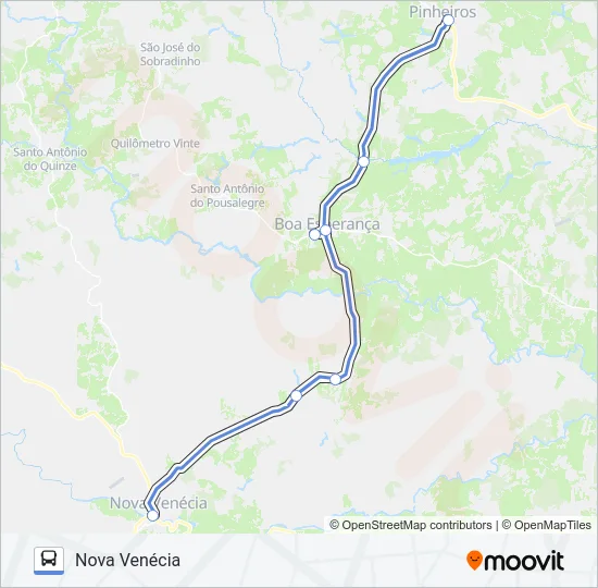 072 NOVA VENÉCIA / PINHEIROS (VIA BOA ESPERANÇA) Bus Line Map