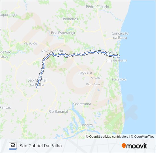 Mapa da linha 263 SÃO GABRIEL DA PALHA / GURIRI (VIA NOVA VENÉCIA) de ônibus