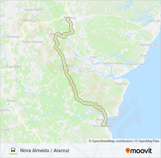 Mapa da linha 270 NOVA ALMEIDA / ARACRUZ de ônibus