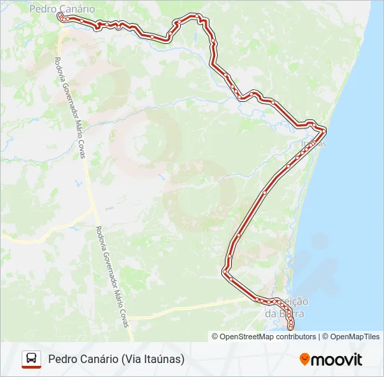 351 CONCEIÇÃO DA BARRA / PEDRO CANÁRIO (VIA ITAÚNAS) Bus Line Map