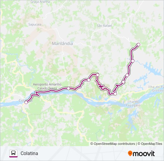 Mapa da linha 080 PALMAS / COLATINA de ônibus