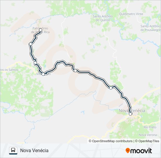 Mapa da linha 344 NOVA VENÉCIA / PRAÇA RICA de ônibus