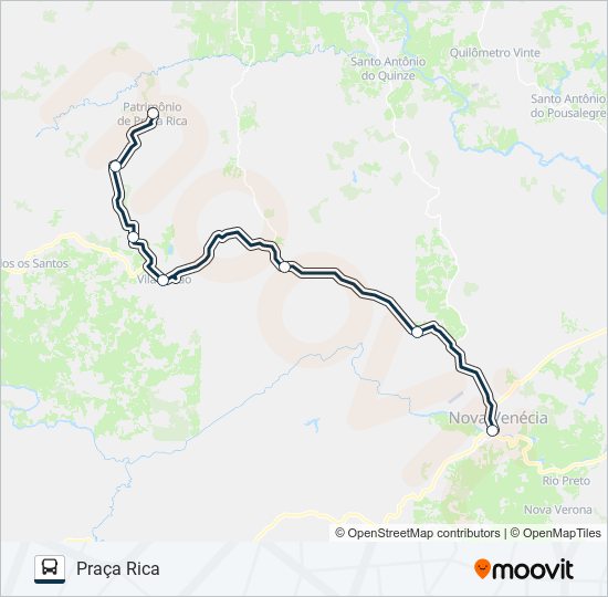 Mapa da linha 344 NOVA VENÉCIA / PRAÇA RICA de ônibus