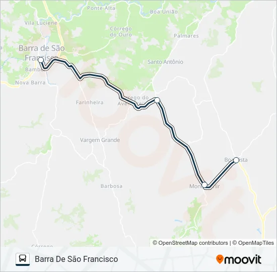 208 BARRA DE SÃO FRANCISCO / BOA VISTA Bus Line Map