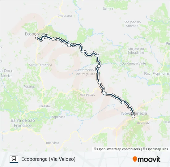 214 NOVA VENÉCIA / ECOPORANGA (VIA VELOSO) Bus Line Map