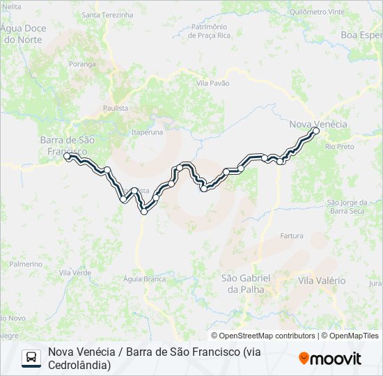 207 NOVA VENÉCIA / BARRA DE SÃO FRANCISCO (VIA CEDROLÂNDIA) bus Line Map