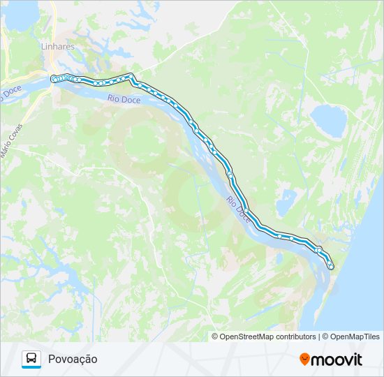 Mapa da linha RES - POVOAÇÃO de ônibus