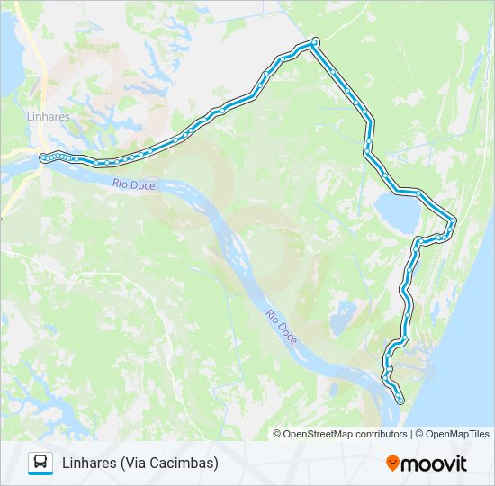 Mapa da linha RES - POVOAÇÃO de ônibus