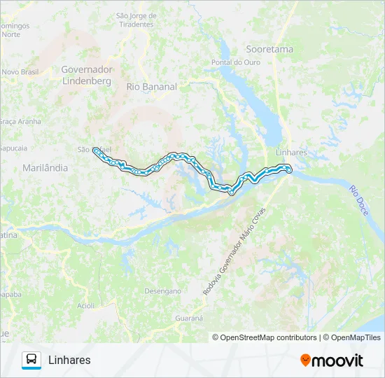 LINHARES - SÃO RAFAEL Bus Line Map